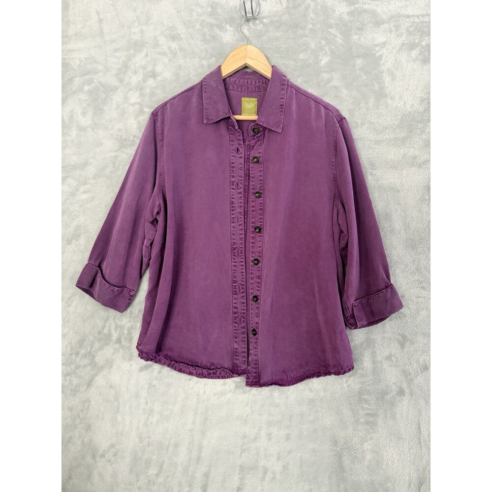 Pulp Womens Magenta Lyocell 3/4 Sleeve Button Shirt Jacket XLarge Lagenlook